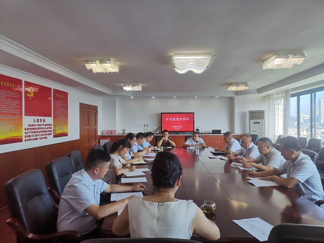 图片：机关党支部书记刘霞同志讲党课